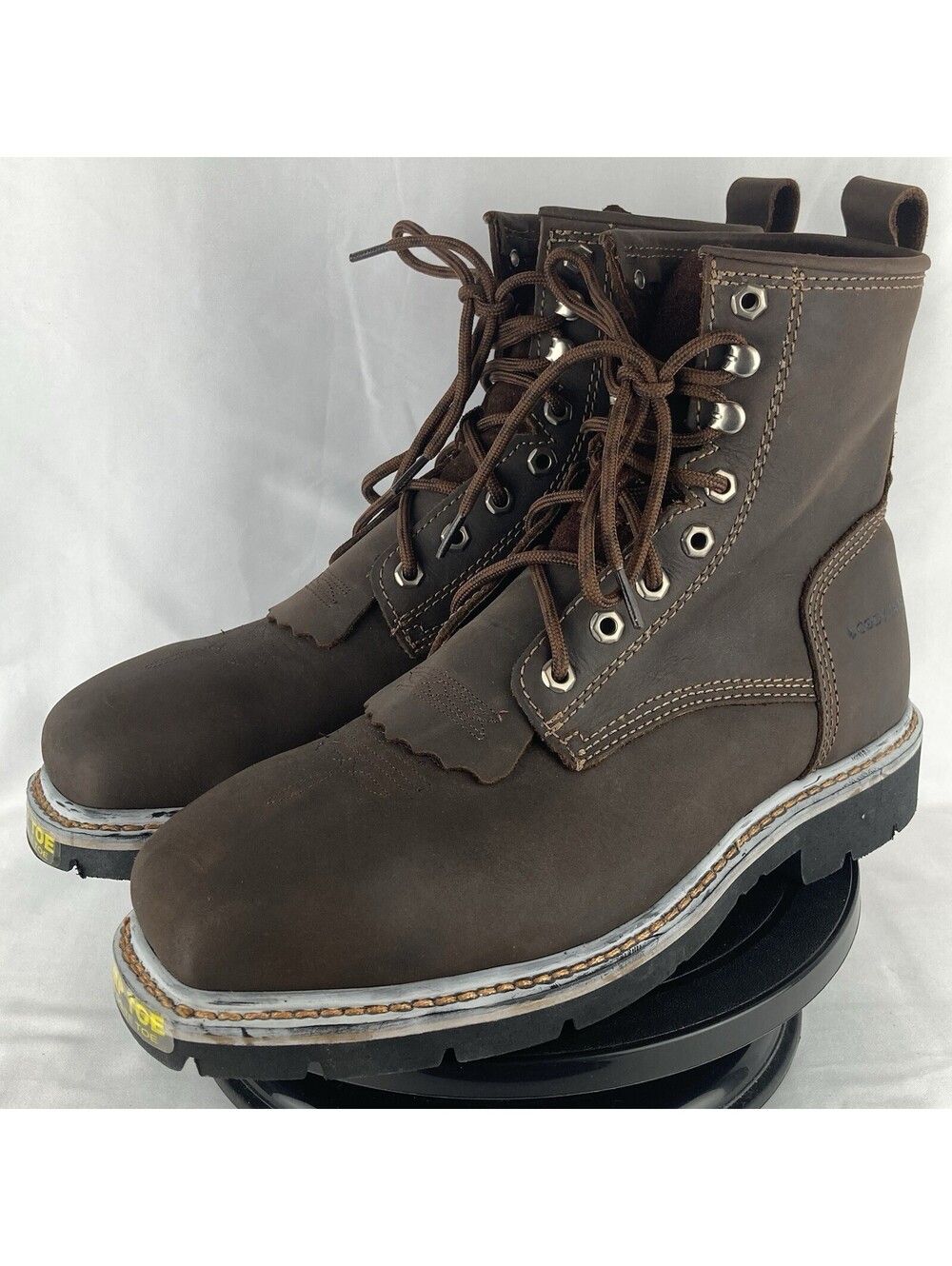 Mens 10 D Cody James Square Composite Safety Toe Work Boots Brown Leather C8P28